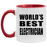 World's Best Electrician - 11oz Accent Mug Red