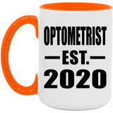 Optometrist Established EST. 2020 - 15oz Accent Mug Orange