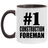 Number One #1 Construction Foreman - 11oz Accent Mug Black