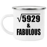 77th Birthday Square Root of 5929 & Fabulous - 12oz Camping Mug