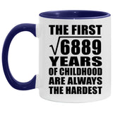 83rd Birthday Square Root Of 6889 Years Of Childhood - 11oz Accent Mug Purple