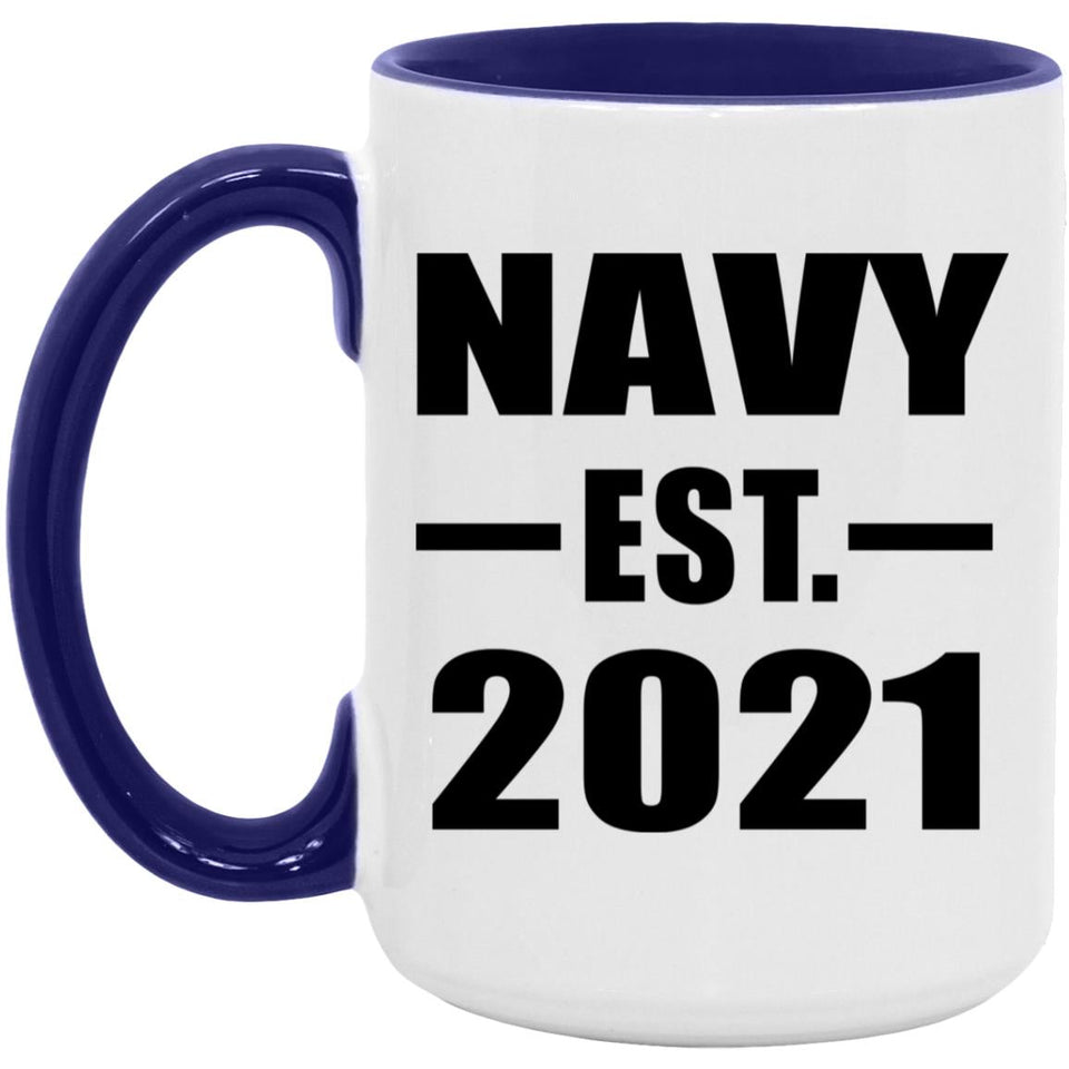 Navy Established EST. 2021 - 15oz Accent Mug Purple