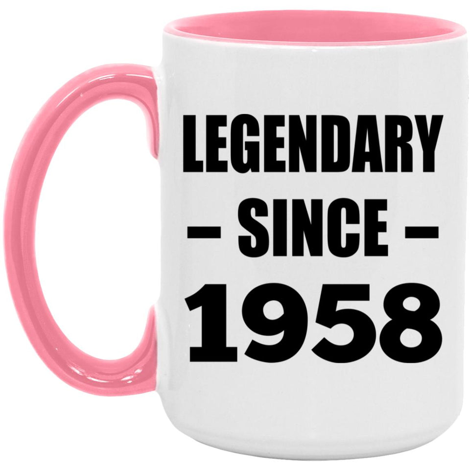 66th Birthday Legendary Since 1958 - 15oz Accent Mug Pink