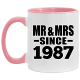 37th Anniversary Mr & Mrs Since 1987 - 11oz Accent Mug Pink