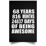 68th Birthday 68 Years 816 Months 24837 Days Of Awesome - Poster Portrait