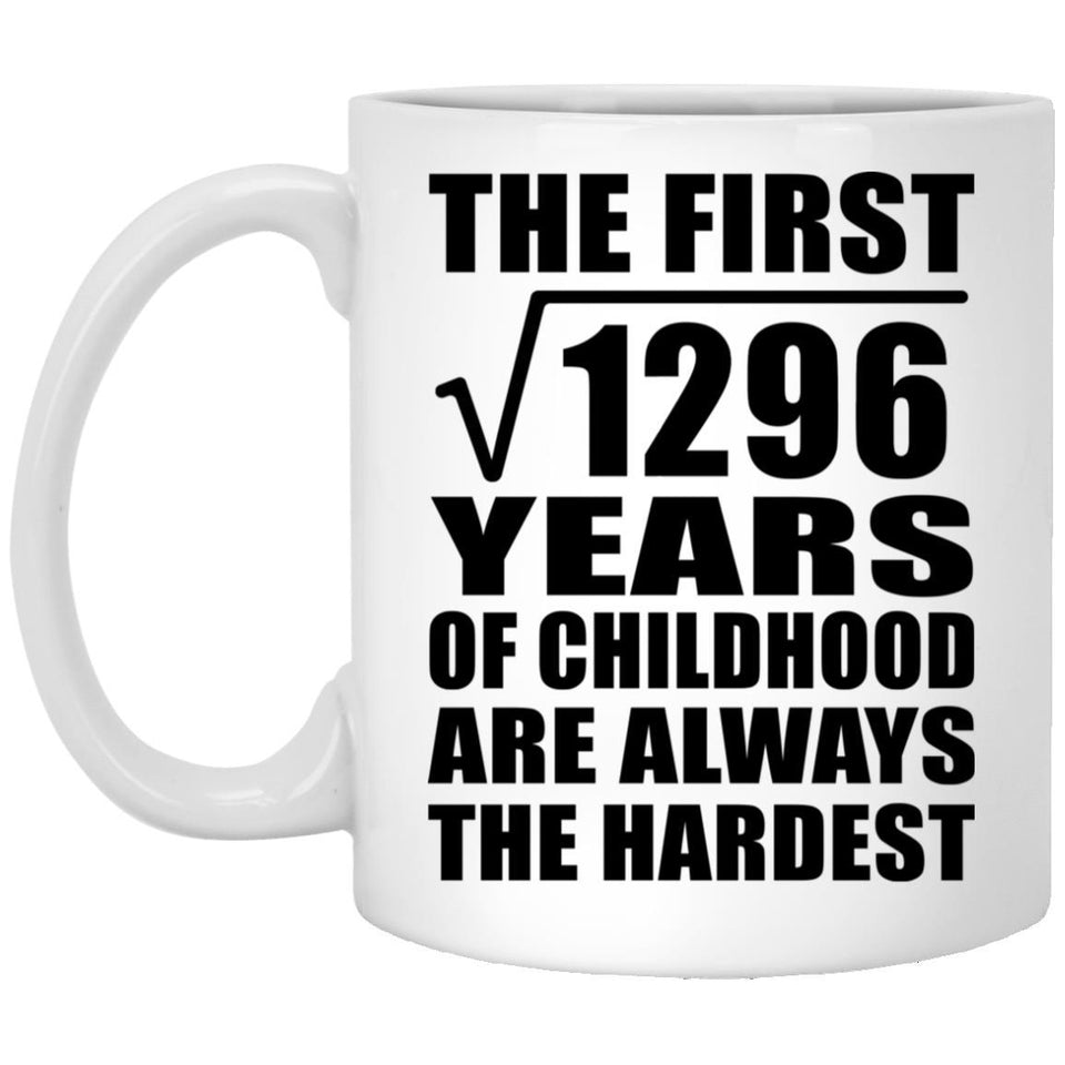 36th Birthday Square Root of 1296 Years of Childhood - 11oz Coffee Mug