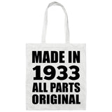 91st Birthday Made in 1933 All Parts Original - Tote Bag White