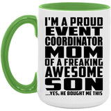 Proud Event Coordinator Mom Of Awesome Son - 15oz Accent Mug Green