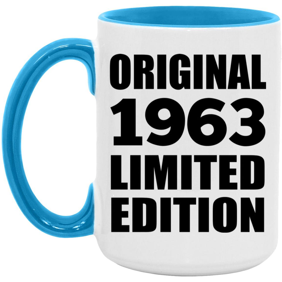 61st Birthday Original 1963 Limited Edition - 15oz Accent Mug Blue