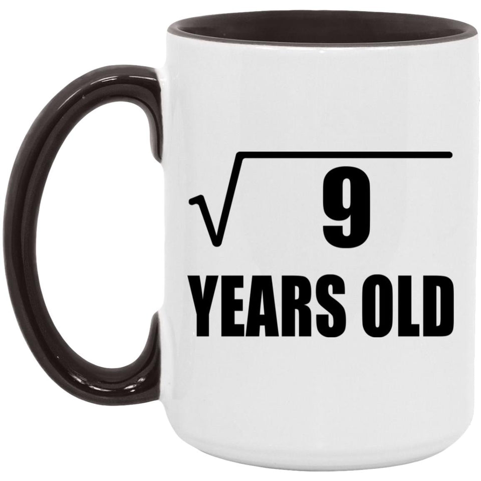 3rd Birthday Square Root of 9 Years Old - 15oz Accent Mug Black