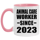 Animal Care Worker Since 2023 - 11oz Accent Mug Pink