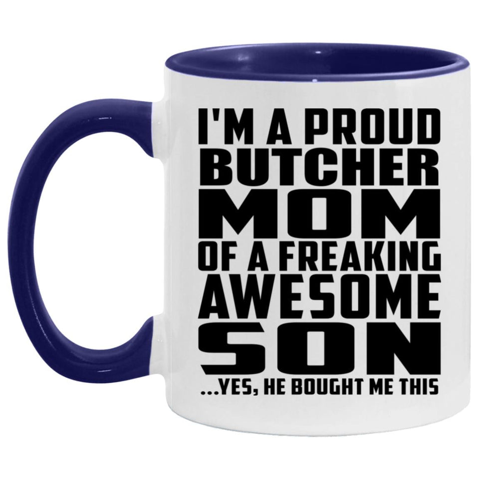 Proud Butcher Mom Of Awesome Son - 11oz Accent Mug Purple
