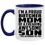 Proud Butcher Mom Of Awesome Son - 11oz Accent Mug Purple