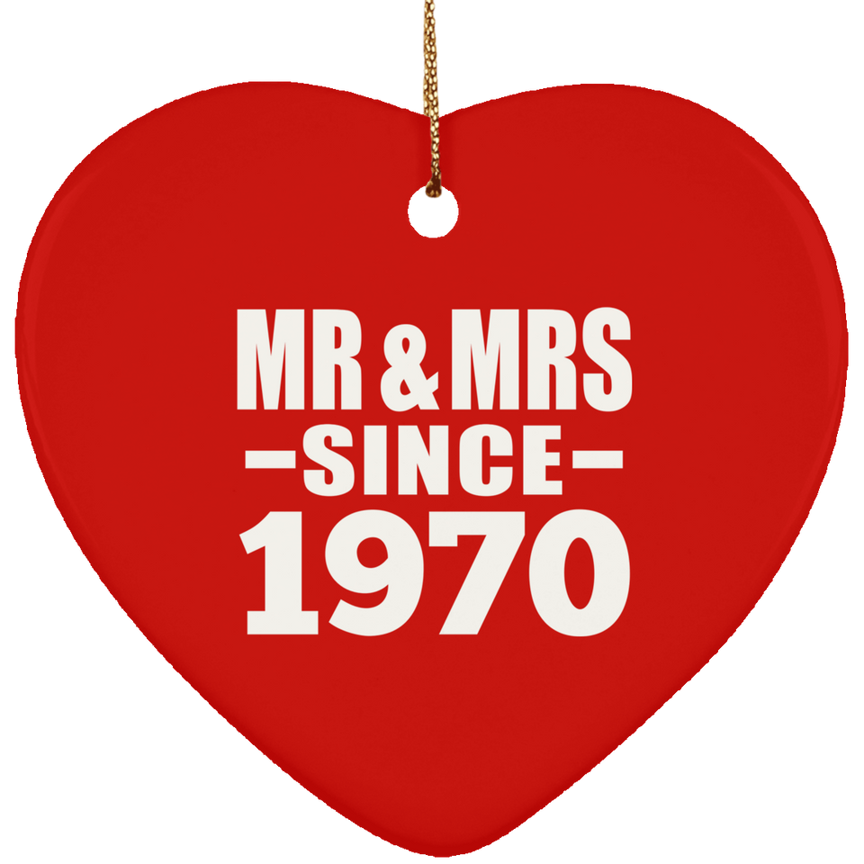 54th Anniversary Mr & Mrs Since 1970 - Heart Ornament