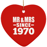 54th Anniversary Mr & Mrs Since 1970 - Heart Ornament