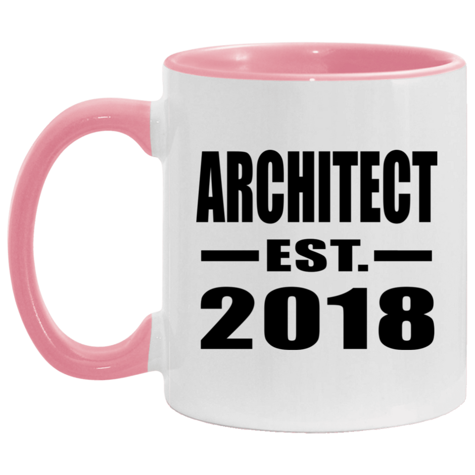 Architect Established EST. 2018 - 11oz Accent Mug Pink