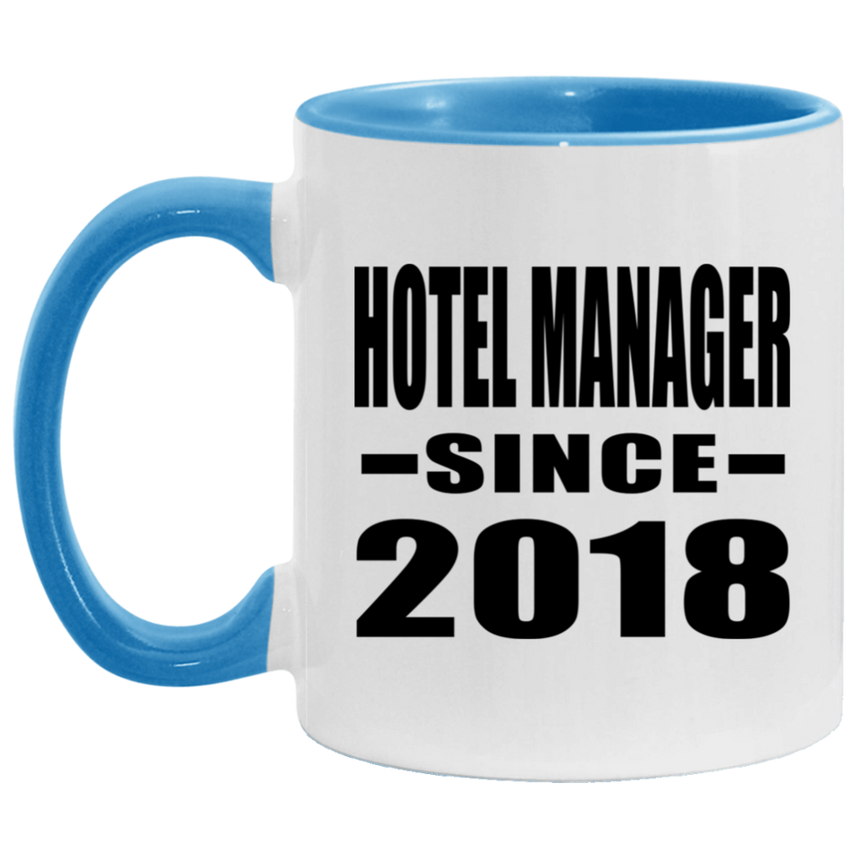Hotel Manager Since 2018 - 11oz Accent Mug Blue
