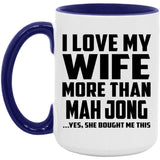 I Love My Wife More Than Mah Jong - 15oz Accent Mug Purple