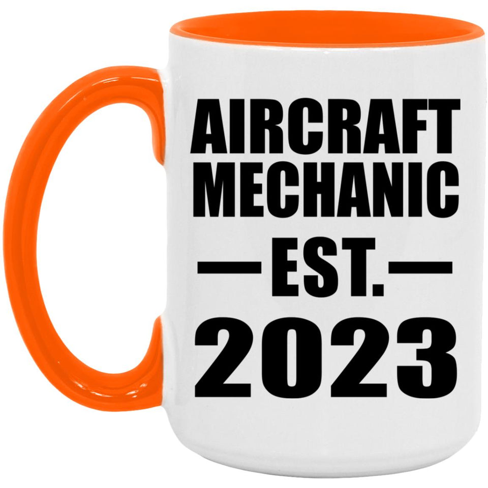 Aircraft Mechanic Established EST. 2023 - 15oz Accent Mug Orange