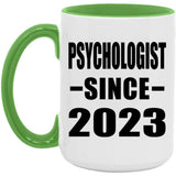 Psychologist Since 2023 - 15oz Accent Mug Green
