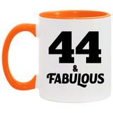 44th Birthday 44 & Fabulous - 11oz Accent Mug Orange