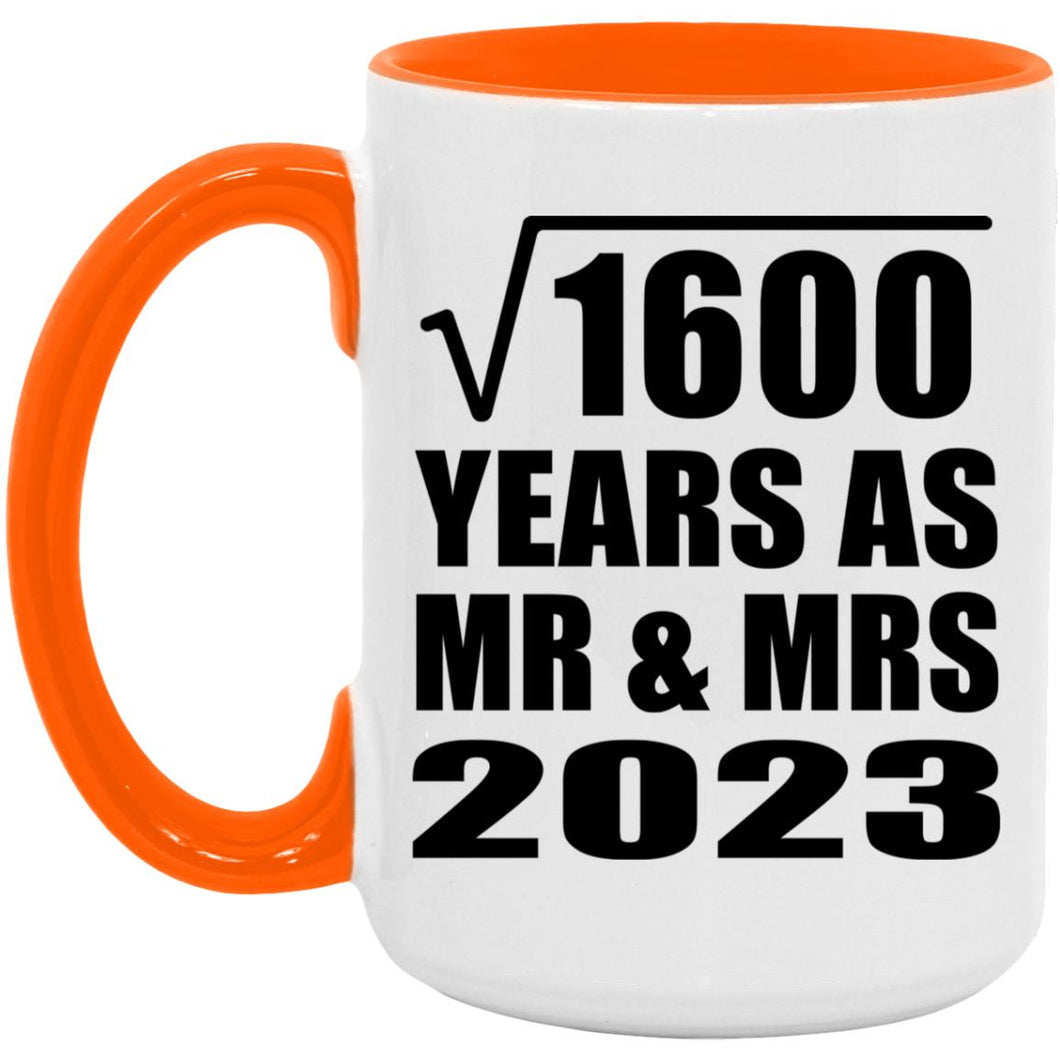 40th Anniversary Square Root of 1600 Years As Mr & Mrs 2023 - 15oz Accent Mug Orange