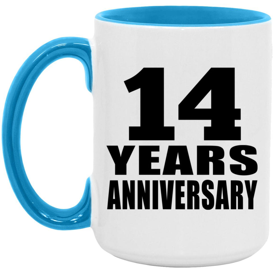 14th Anniversary 14 Years - 15oz Accent Mug Blue