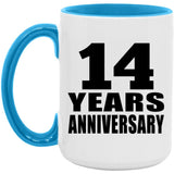 14th Anniversary 14 Years - 15oz Accent Mug Blue
