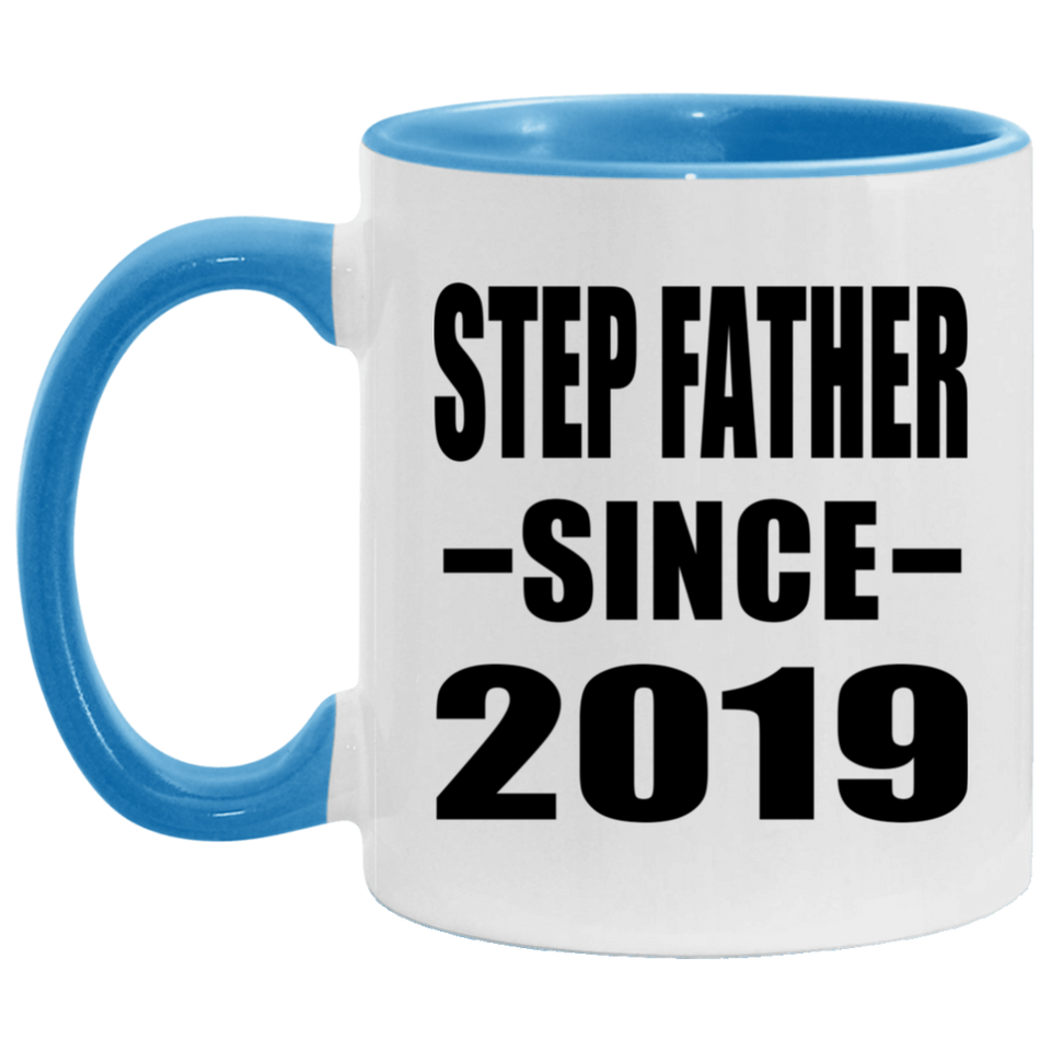 Step Father Since 2019 - 11oz Accent Mug Blue