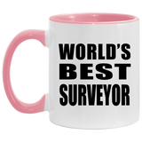 World's Best Surveyor - 11oz Accent Mug Pink