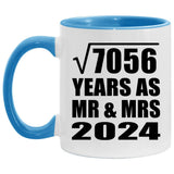 84th Anniversary Square Root of 7056 Years As Mr & Mrs 2024 - 11oz Accent Mug Blue