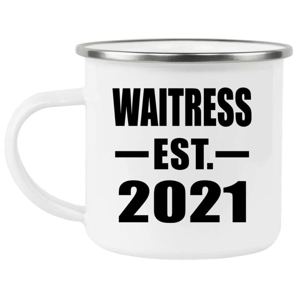 Waitress Established EST. 2021 - 12oz Camping Mug
