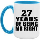 27th Anniversary 27 Years Of Being Mr Right - 15oz Accent Mug Blue