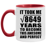 93rd Birthday Took Square Root of 8649 Years To Awesome - 11oz Accent Mug Red