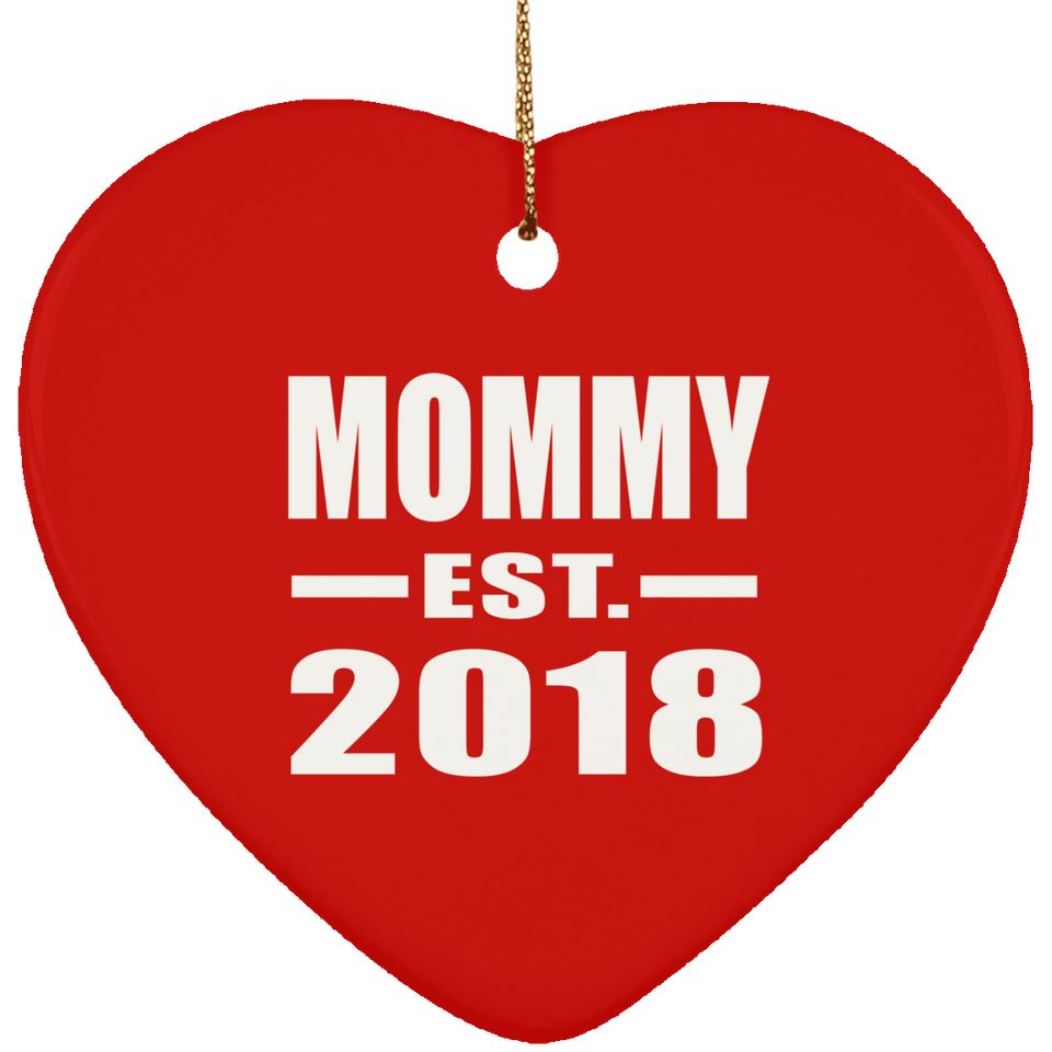 Mommy Established EST. 2018 - Heart Ornament