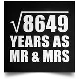 93rd Anniversary Square Root of 8649 Years As Mr & Mrs - Poster Square