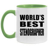 World's Best Stenographer - 11oz Accent Mug Green