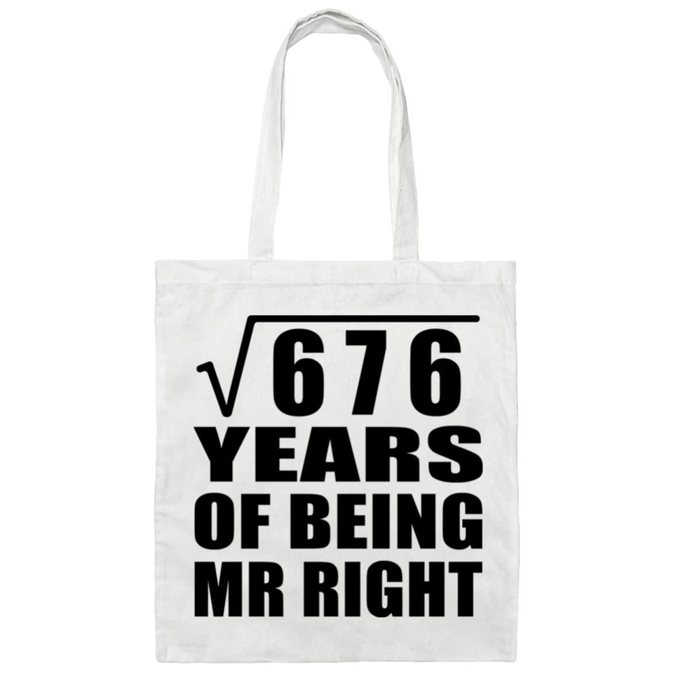 26th Anniversary Square Root of 676 Years of Being Mr Right - Tote Bag White