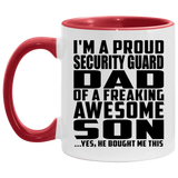 Proud Security Guard Dad Of Awesome Son - 11oz Accent Mug Red