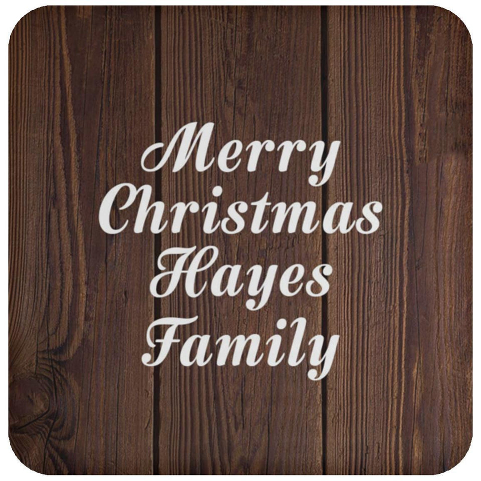 Merry Christmas Hayes Family - Drink Coaster D