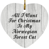 All I Want For Christmas Is My Norwegian Forest Cat - Heart Ornament F
