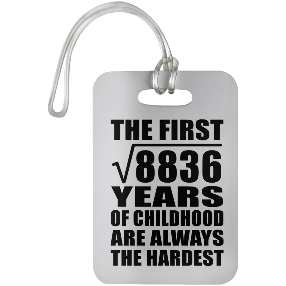 94th Birthday Square Root of 8836 Years of Childhood - Luggage Bag Tag