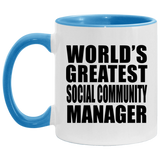 World's Greatest Social Community Manager - 11oz Accent Mug Blue