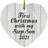 First Christmas With My Step Son 2021 - Heart Ornament F