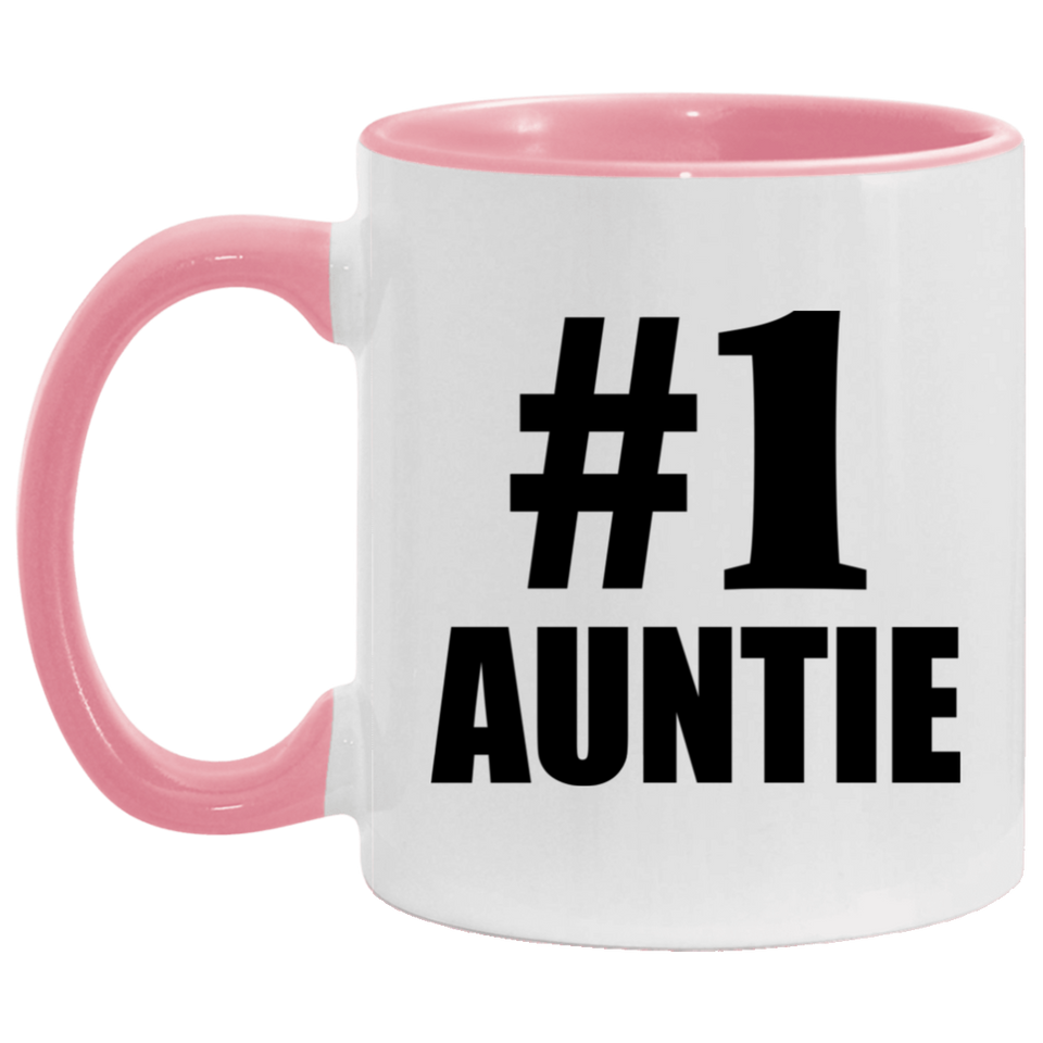 Number One #1 Auntie - 11oz Accent Mug Pink