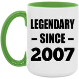 17th Birthday Legendary Since 2007 - 15oz Accent Mug Green