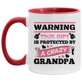 Warning This Girl Is Protected by A Crazy Grandpa - 11oz Accent Mug Red