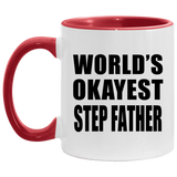 World's Okayest Step Father - 11oz Accent Mug Red