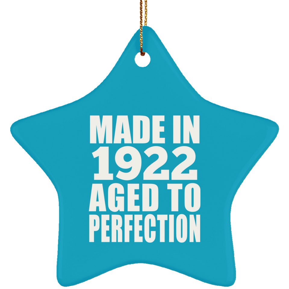 102nd Birthday Made In 1922 Aged to Perfection - Star Ornament