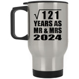 11th Anniversary Square Root of 121 Years As Mr & Mrs 2024 - Silver Travel Mug